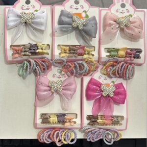 set de moñito broches y gomitas