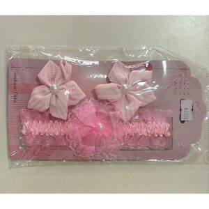 Set Vinchas Bebe Encaje Rosa