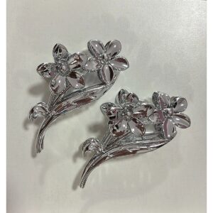 hebilla broche plateadas flor