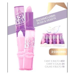 Balsamo labial rosa y violeta